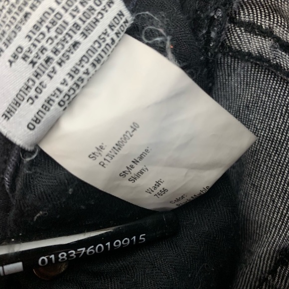 R-13 Black Marble Low-Rise Skinny Jeans - Picture 13 of 13